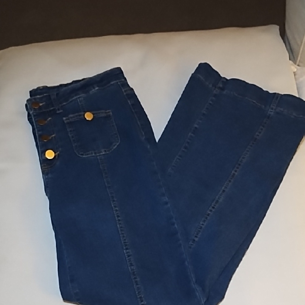 Women's Dark Washed Wide Leg Jeans